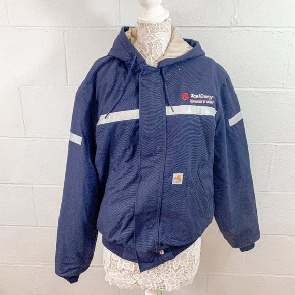 Carhartt Other - Carhartt Fire Resistant Blue Hooded Jacket Size M